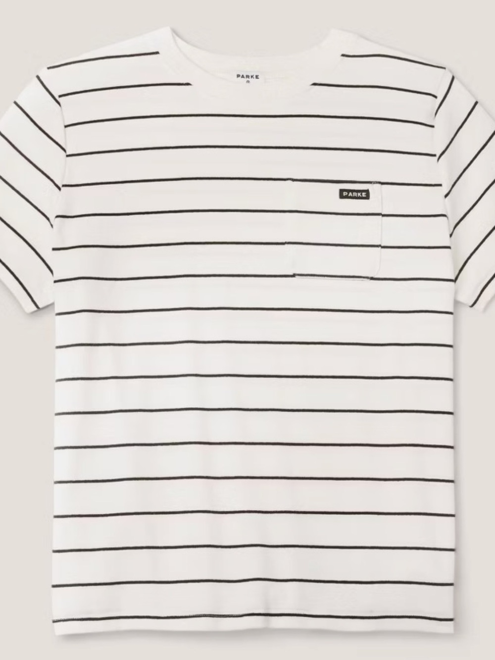 S - Women's Short Sleeve Crewneck Pocket T-Shirt - Parke Navy Blue Striped